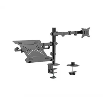 Gembird MA-DA-03 divu roku monitora stiprinājums 32 collu ekrāniem, skavas/cauruma montāža, VESA 75x75–100x100, melns