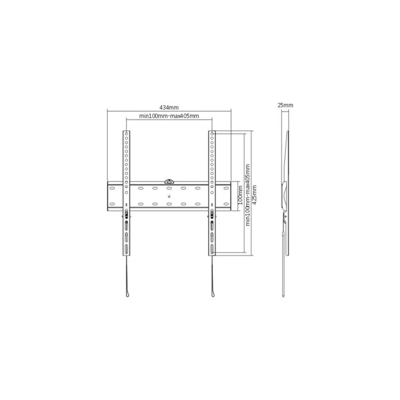 TV stiprinājums Gembird WM-55F-02 melns, 32–55 collu ekrāniem, max 40 kg, VESA 200x200–400x400, plāns 2.5 cm
