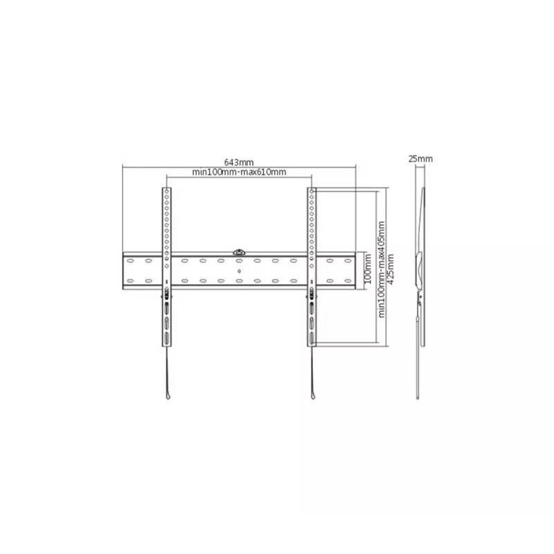 TV stiprinājums Gembird WM-70F-01 Melns 37–70 collu televizoriem, 40 kg, VESA 200x200–600x400, 2.5 cm plāns