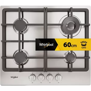 Whirlpool TGML 661 IX R Iebūvējamā gāzes plīts virsma, nerūsējošais tērauds, 58 cm, 4 zonas