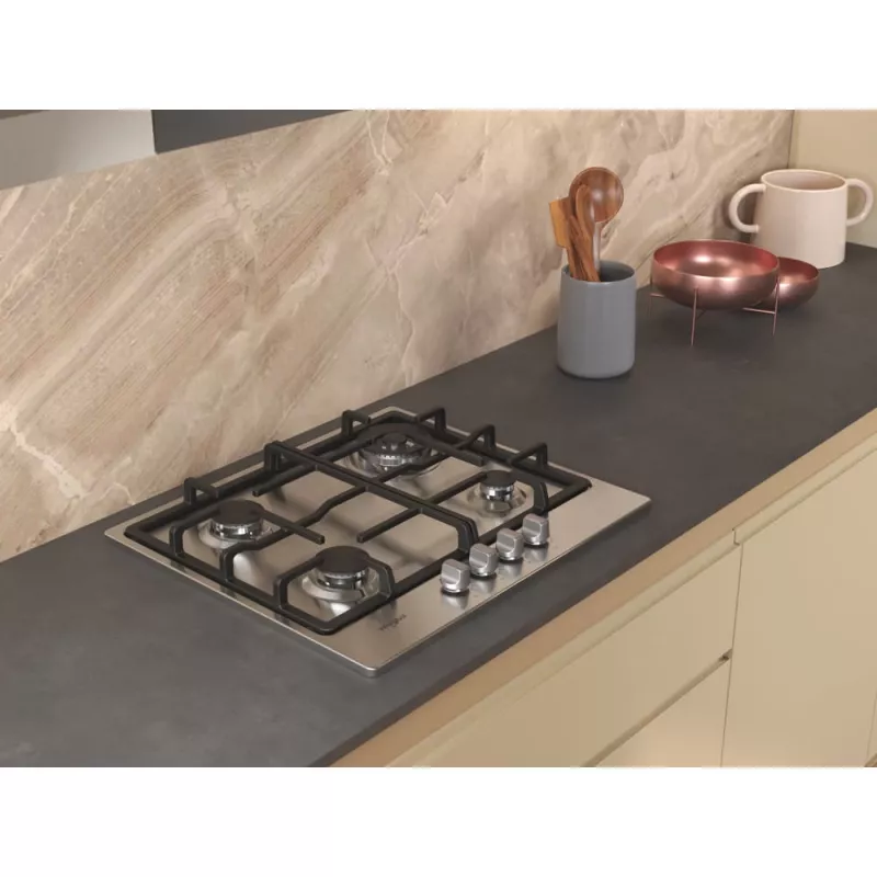 Whirlpool TGML 661 IX R Iebūvējamā gāzes plīts virsma, nerūsējošais tērauds, 58 cm, 4 zonas