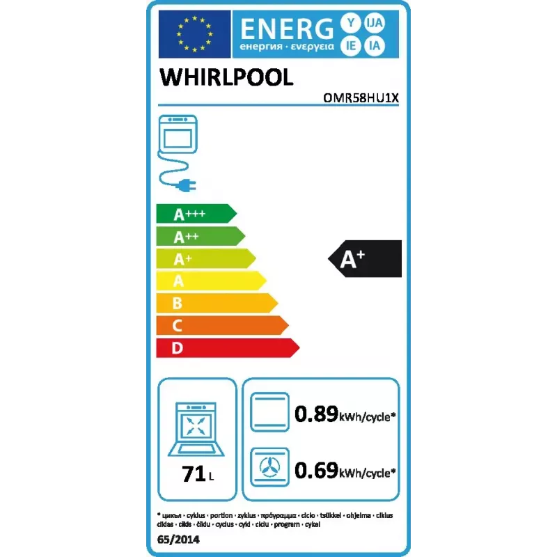 Whirlpool OMR58HU1X 71 L 2900 W Nerūsējošais tērauds