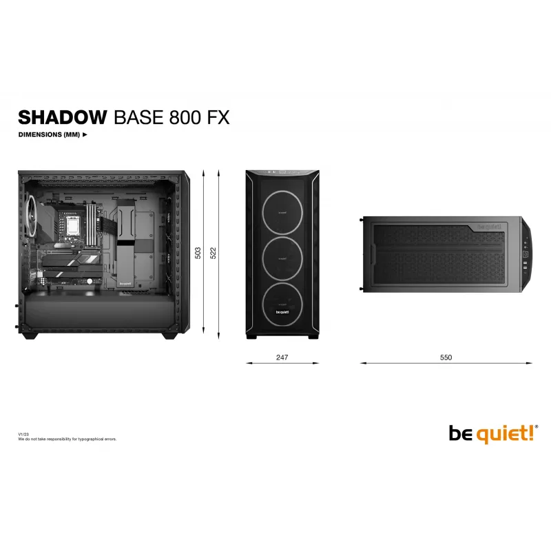 PC korpuss be quiet! Shadow Base 800 FX Melns Midi Tower