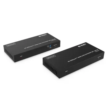 DIGITUS HDBaseT KVM pagarinātāju komplekts - 150m 4K/60Hz USB 1.1 PoC IR melns