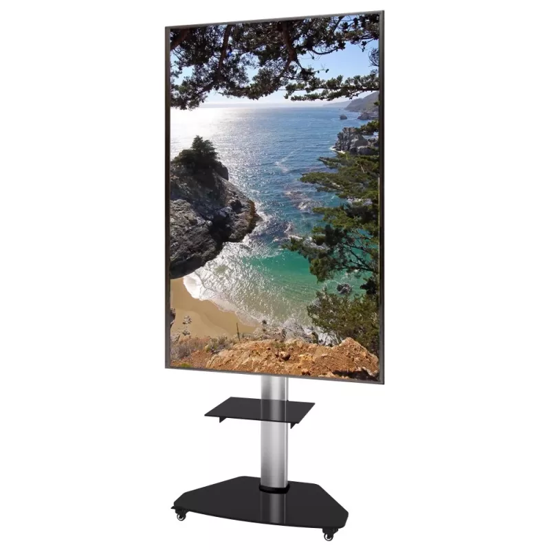 Techly grīdas statīvs ar plauktu ratiņiem TV LCD/LED/Plazma 37-70 collas Sudrabs