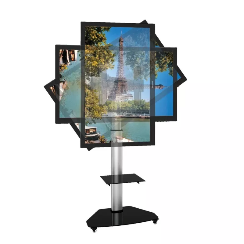 Techly grīdas statīvs ar plauktu ratiņiem TV LCD/LED/Plazma 37-70 collas Sudrabs