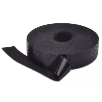 DIGITUS Velcro Lente, 20 mm plata strukturētai kabeļu ievilkšanai, 10 m ruļlis, melna