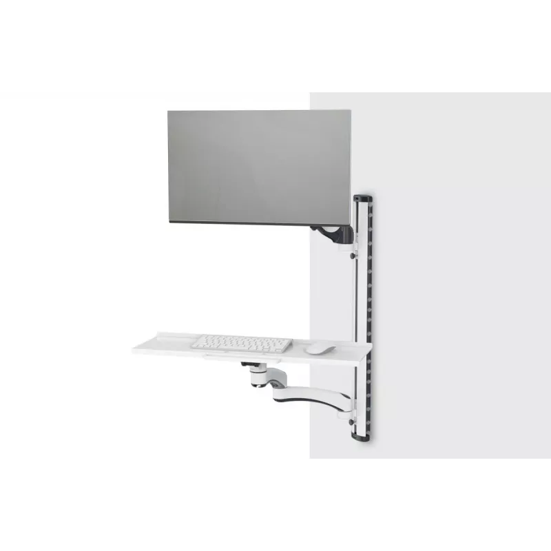DIGITUS Darbstacija (Monitors. Tastatūra. Pele) Sienas Stiprinājums 32coll. 8kg. VESA 75x75/100x100. balts/melns