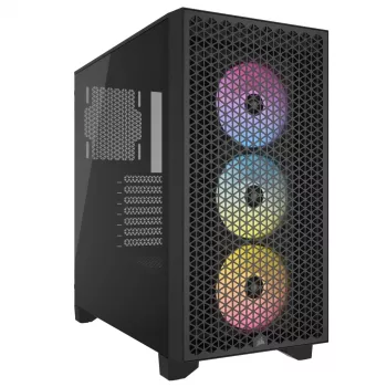 CORSAIR 3000D RGB AIRFLOW melns vidējais tornis ATX korpuss