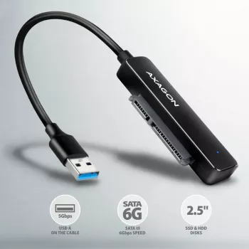 Axagon ADSA-FP2A interfeisa karte USB 3.2 Gen 1 SATA vīrišķais melns
