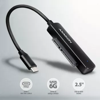 Axagon ADSA-FP2C USB-C 5Gbps - SATA 6G, 2.5 inch SSD/HDD SLIM adapteris