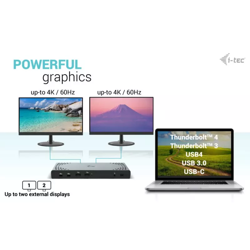 i-tec USB 3.0 / USB-C / Thunderbolt 3 Divu Displeju Dokošanas Stacija Gen2 + Barošana 100W