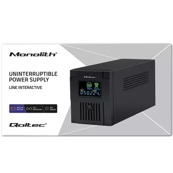 Nepārtrauktās barošanas avots QOLTEC 53770, Line-Interactive UPS 1,5 kVA (900 W), 2 C13 ligzdas, AVR, LCD, USB Type-B