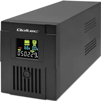 Nepārtrauktās barošanas avots QOLTEC 53770, Line-Interactive UPS 1,5 kVA (900 W), 2 C13 ligzdas, AVR, LCD, USB Type-B