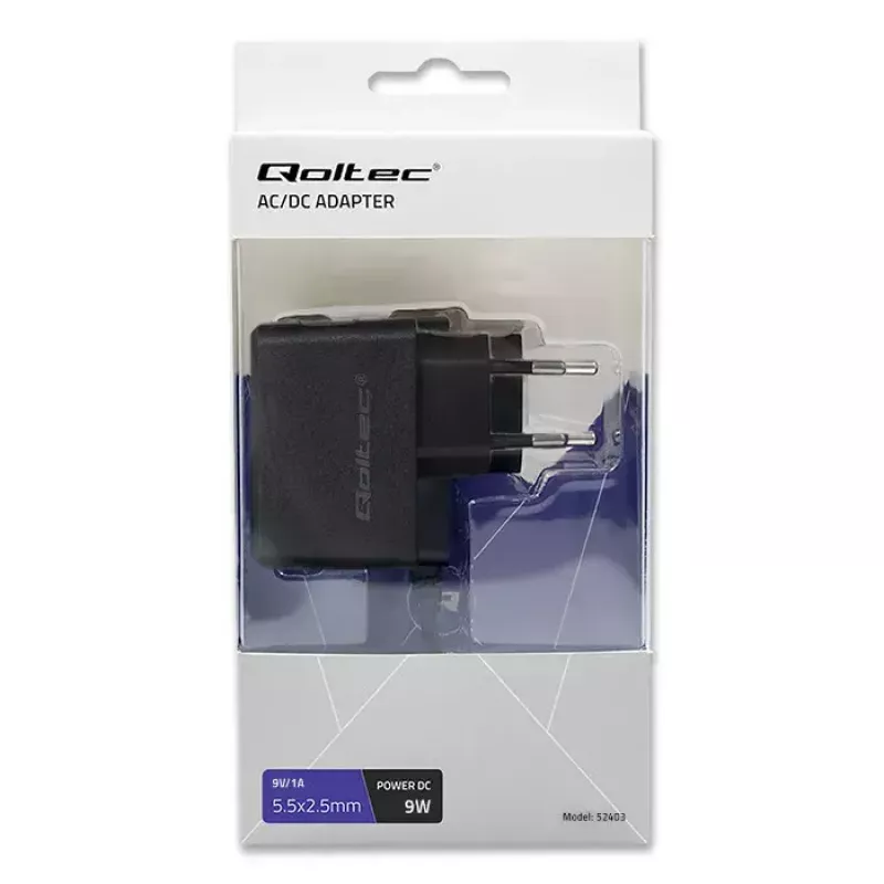 Qoltec 52403 9W sienas barošanas adapteris melns 220-240V