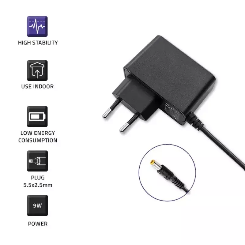 Qoltec 52403 9W sienas barošanas adapteris melns 220-240V