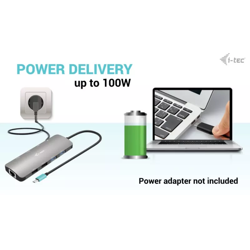 i-tec USB-C Metal Nano 2x Display Dokstacija + Power Delivery 100 W