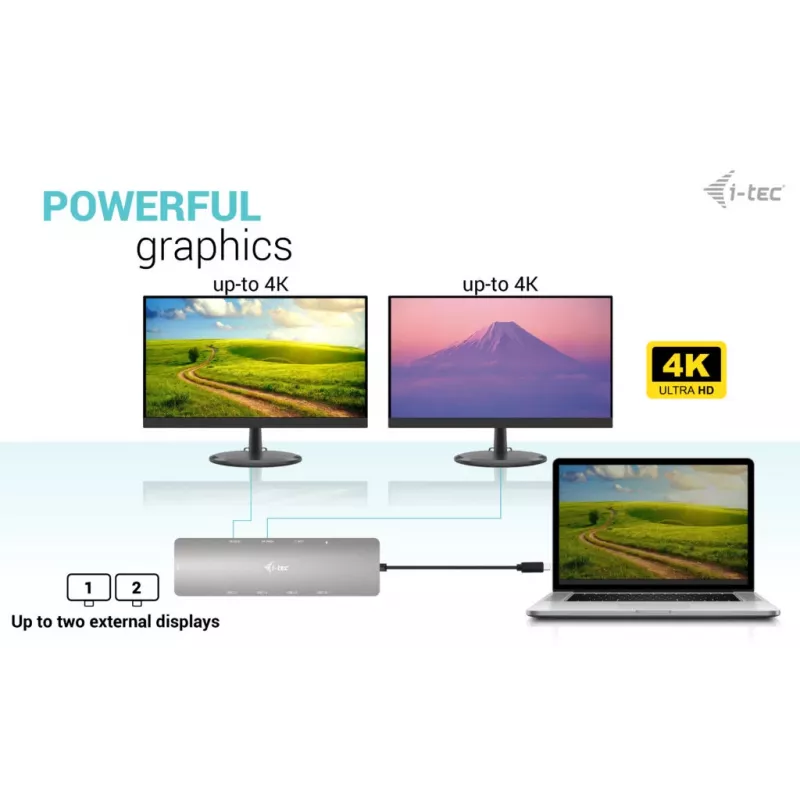 i-tec USB-C Metal Nano 2x Display Dokstacija + Power Delivery 100 W