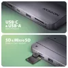 Axagon HMC-6GM2 USB 10Gbps centrmezgls USB-A USB-C HDMI M.2 SD/mSD PD 100W USB-C vads USB 3.2 Gen 2 (3.1 Gen 2) Type-C Pelēks