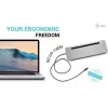 i-tec USB-C Metāla Ergonomiska 3x 4K Displeju Dokstacija ar 100 W Barošanu + Universāls Lādētājs 100 W