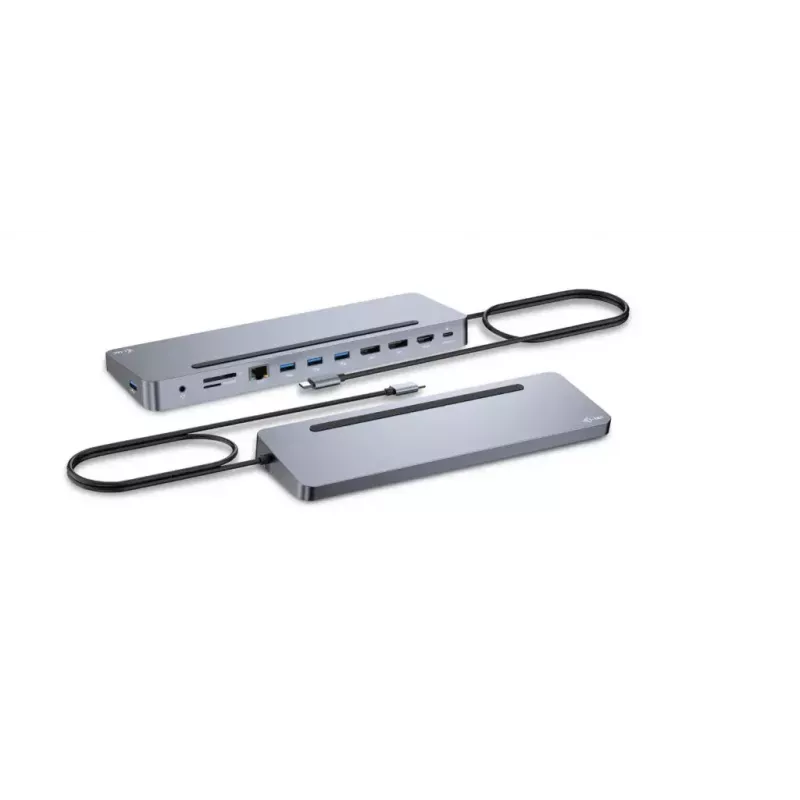 i-tec USB-C Metāla Ergonomiska 3x 4K Displeju Dokstacija ar 100 W Barošanu + Universāls Lādētājs 100 W