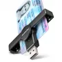 Axagon CRE-SMPA USB-A viedkaršu / ID karšu kabatas lasītājs, USB 2.0, melns, 13 g