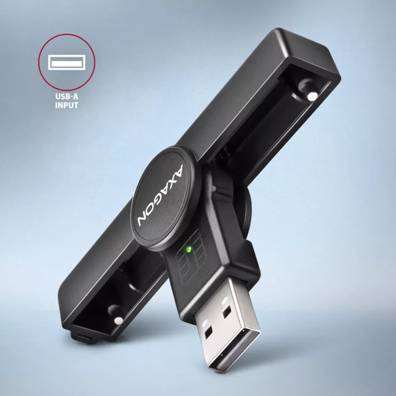 Axagon CRE-SMPA USB-A viedkaršu / ID karšu kabatas lasītājs, USB 2.0, melns, 13 g