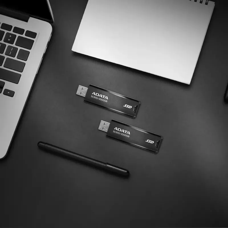 ADATA SC610 2 TB ārējais SSD, USB 3.2 Gen 2, 550/500 MB/s, melns