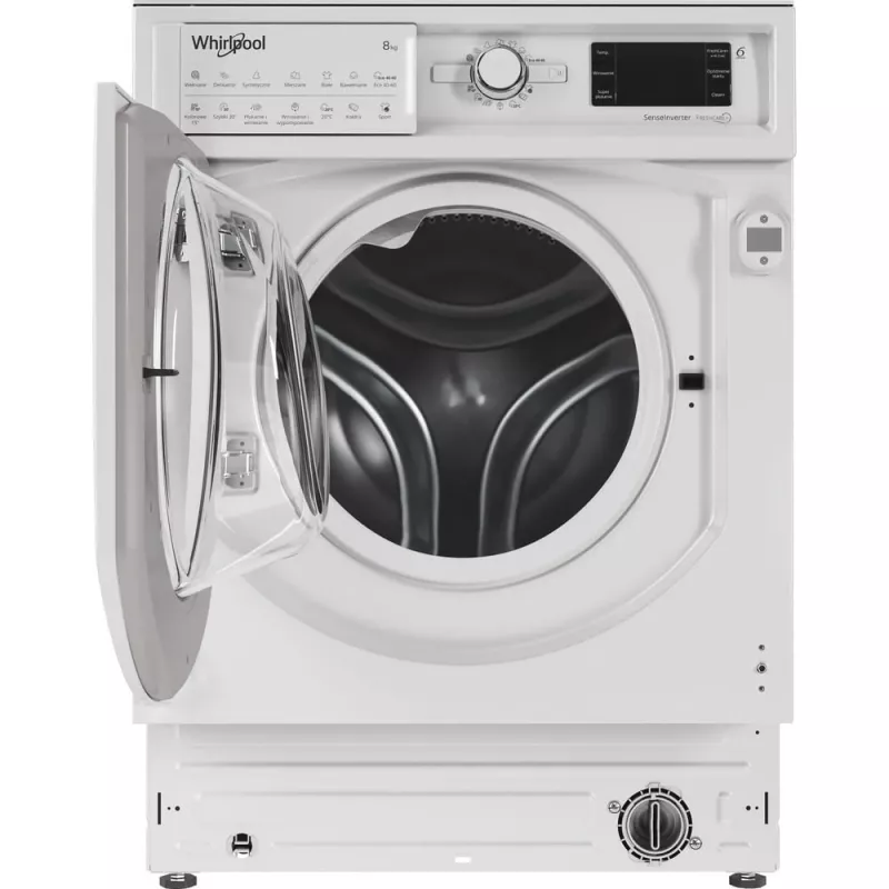 Whirlpool BI WMWG 81485 PL iebūvējamā veļas mazgājamā mašīna, priekšējā ielāde, 8 kg, 1400 apgr./min, balta