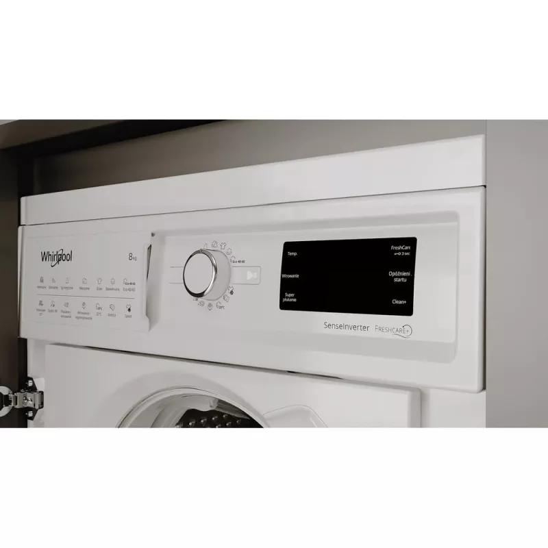 Whirlpool BI WMWG 81485 PL iebūvējamā veļas mazgājamā mašīna, priekšējā ielāde, 8 kg, 1400 apgr./min, balta