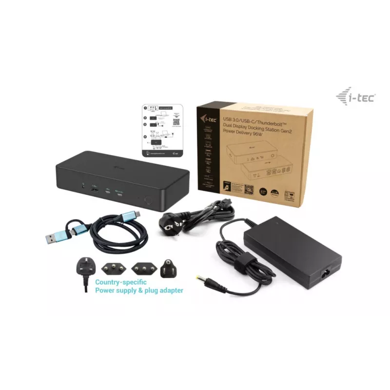 i-tec USB 3.0 / USB-C / Thunderbolt 3 Professional Dual 4K Displeja Dokstacijas Otrā Paaudze + 100W Barošana