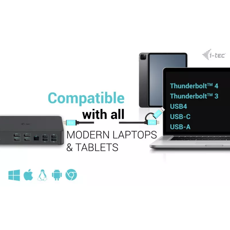 i-tec USB 3.0 / USB-C / Thunderbolt 3 Professional Dual 4K Displeja Dokstacijas Otrā Paaudze + 100W Barošana