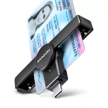 Axagon CRE-SMPC USB-C viedkaršu/ID karšu kabatas lasītājs, melns