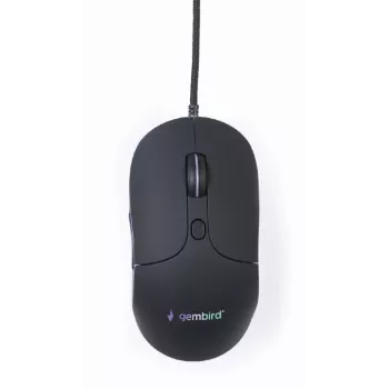 Vadu USB spēļu pele GEMBIRD MUS-UL-02 — ambidekstra, 2400 DPI, 6 pogas, melna