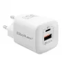 QOLTEC Lādētājs 50763 — Iekštelpu AC ātrais lādētājs 35W, USB-C PD 3.0 + USB-A, 5–20V, Balts