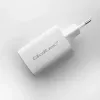 Qoltec 50765 GaN ULTRA 65 W lādētājs, 1× USB-C PD + 1× USB-A QC 3.0, 5–20 V, 2 ierīcēm, baltā krāsā