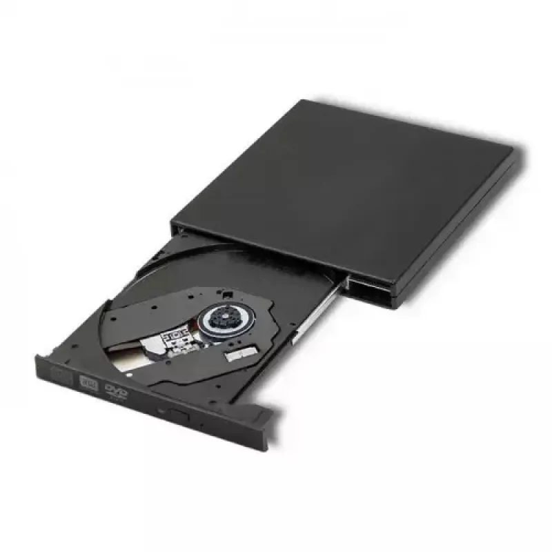 Ārējais DVD-RW optiskais diskdzinis Qoltec 51858, USB 2.0 & eSATA, paplātes ielāde, melns, 24x CD / 8x DVD