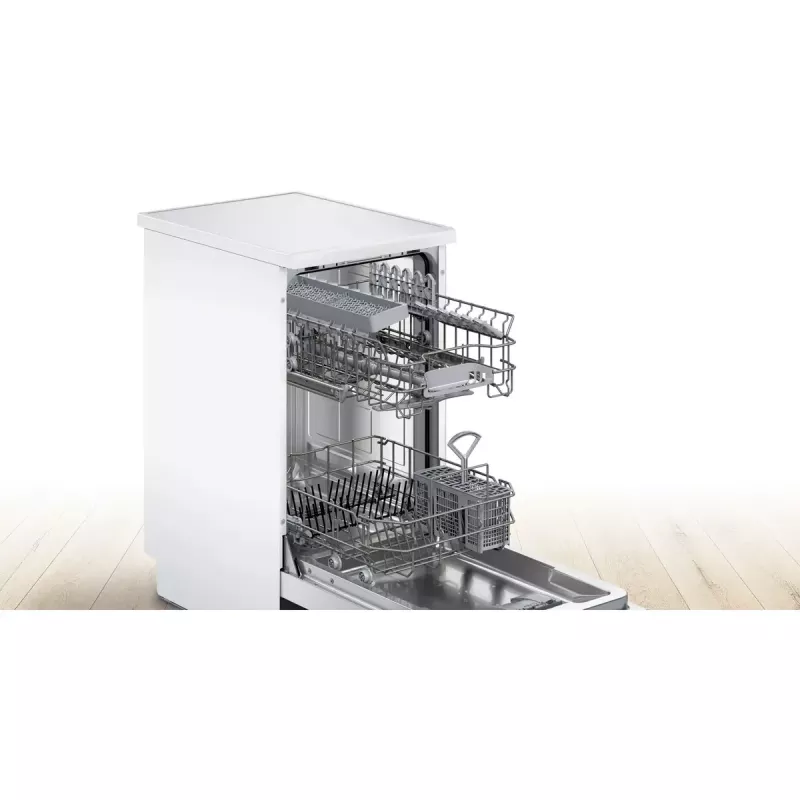 Bosch trauku mazgājamā mašīna SPS2HKW58E — Serie 2 šaurā 45 cm, 10 vietas, 46 dB, nerūsējošā tērauda vanna