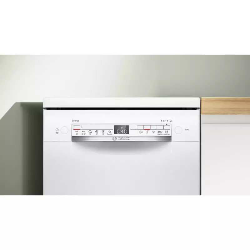 Bosch trauku mazgājamā mašīna SPS2HKW58E — Serie 2 šaurā 45 cm, 10 vietas, 46 dB, nerūsējošā tērauda vanna