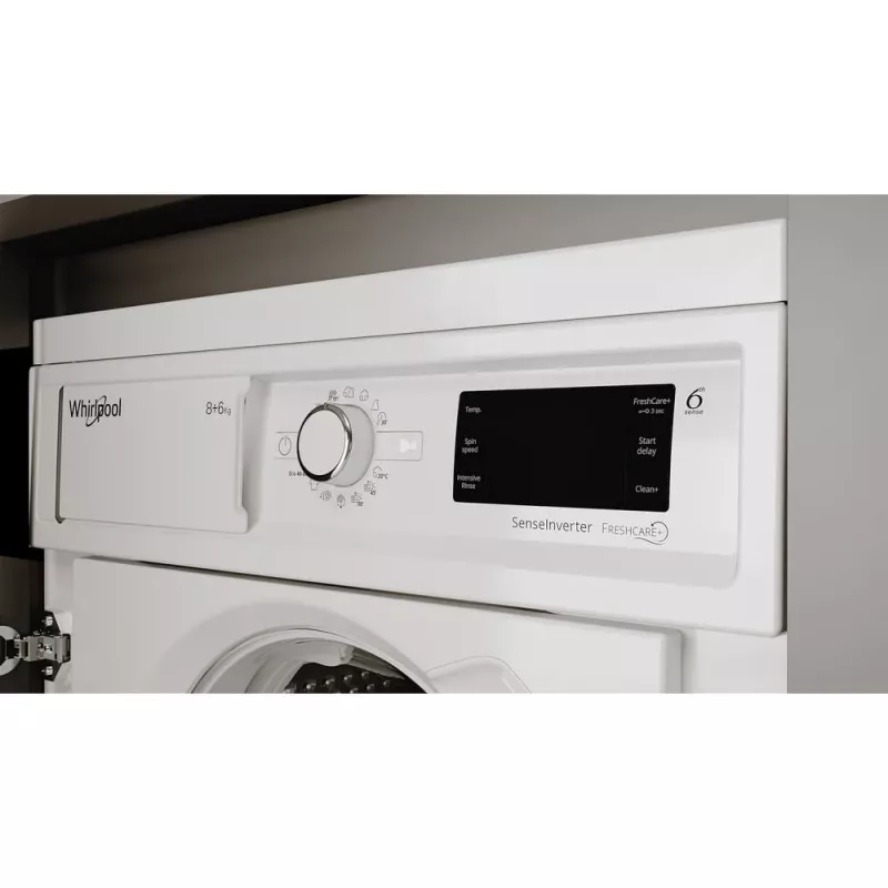 Whirlpool FreshCare BI WDWG 861485 EU iebūvējamā veļas mazgātāja-žāvētāja, 6 kg, balta