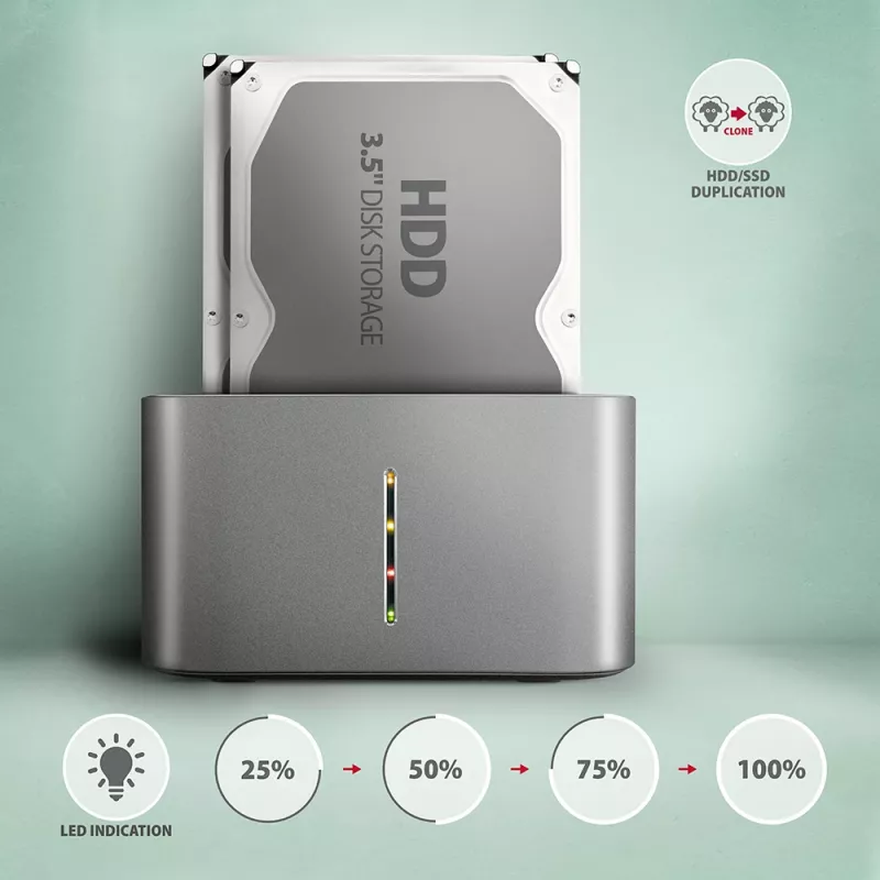 Axagon ADSA-DC SuperSpeed USB DUAL 2.5/3.5 collis HDD/SSD DUAL dokstacija