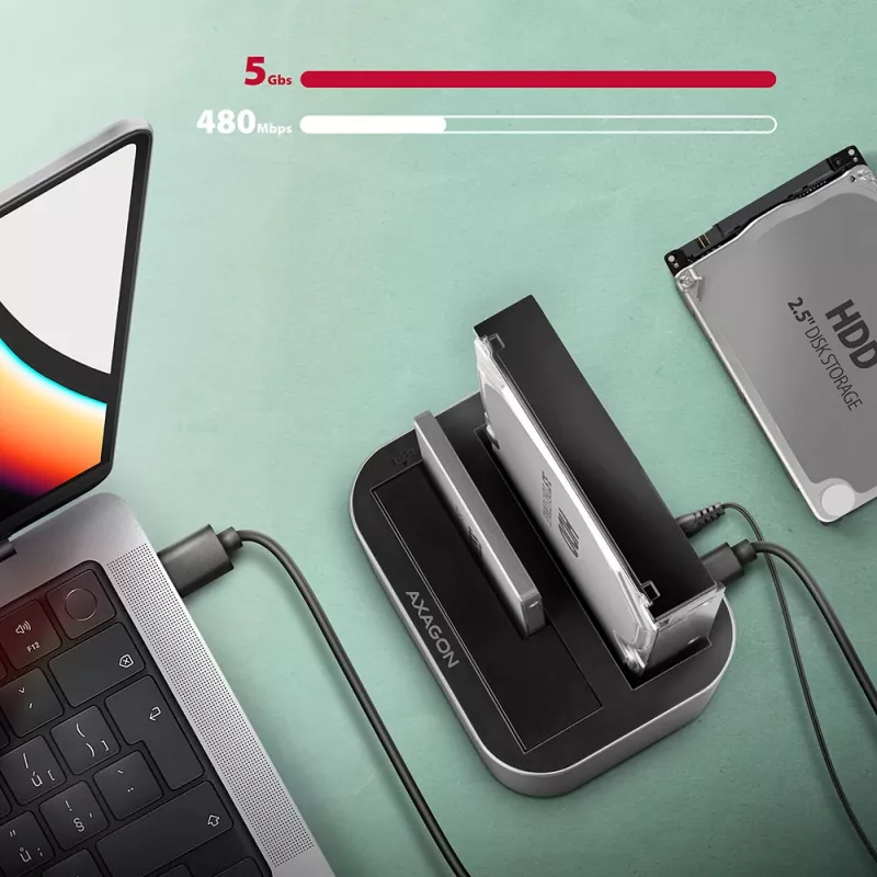 Axagon ADSA-DC SuperSpeed USB DUAL 2.5/3.5 collis HDD/SSD DUAL dokstacija