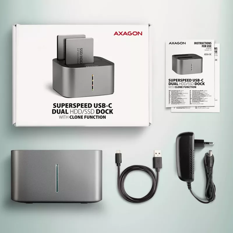 Axagon ADSA-DC SuperSpeed USB DUAL 2.5/3.5 collis HDD/SSD DUAL dokstacija