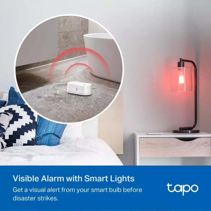 Ūdens noplūdes detektors TP-Link Tapo T300 Wi‑Fi, regulējams signāls 90 dB, IP67, baterija (2×AAA), nepieciešams Hub