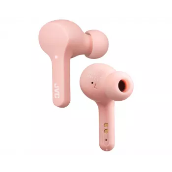 Bezvadu ausiņas JVC HA-A7T-P, True Wireless, Bluetooth 5.0, IPX4, 6h baterija (14h ar futrāli), bezvadu uzlāde, baltas
