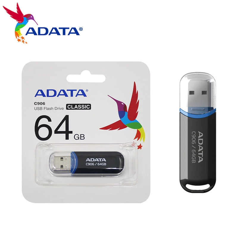 USB zibatmiņa ADATA C906 64 GB USB Type-A 2.0, melna, ar aizsargvāciņu