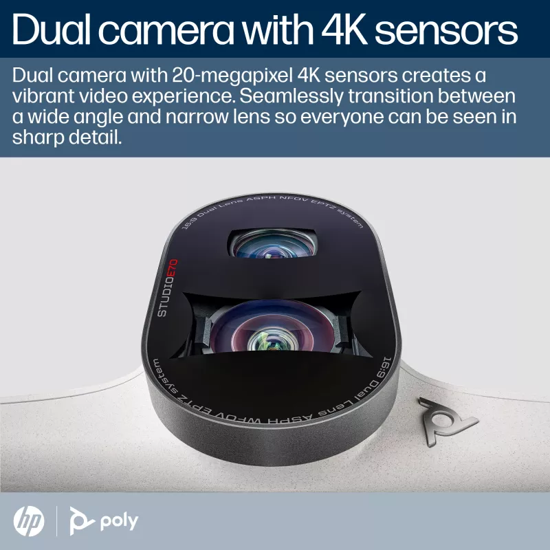 POLY Studio E70 viedkamera, 20 MP, 4K Ultra HD, balta