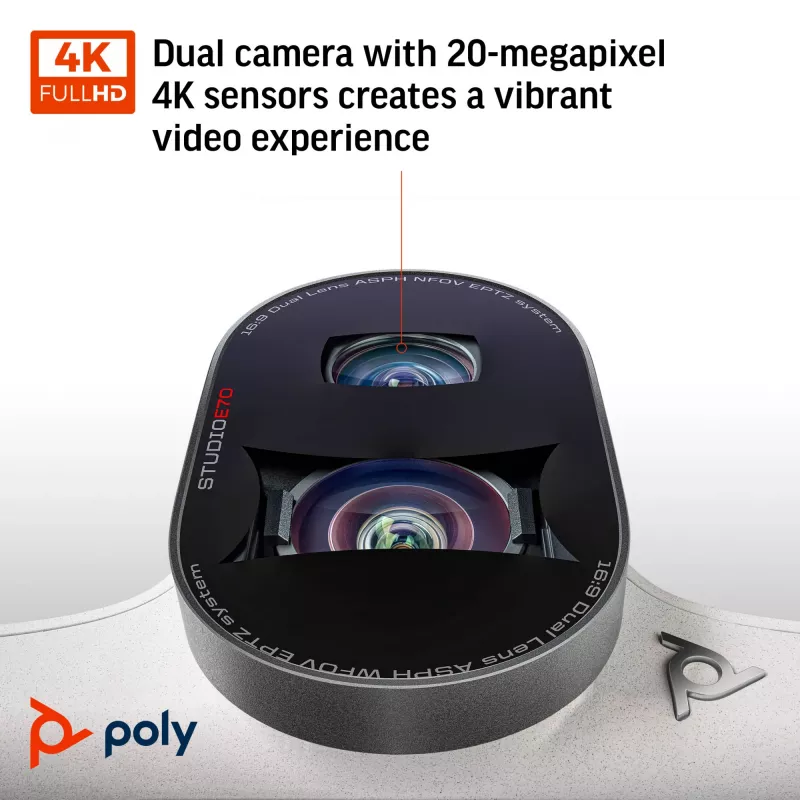 POLY Studio E70 viedkamera, 20 MP, 4K Ultra HD, balta
