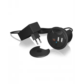 ICY BOX IB-HUB1407 Galda USB Lādētājs ar Power Delivery un Quick Charge