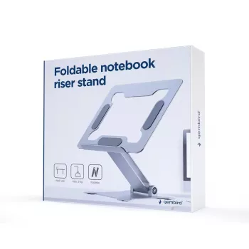 Piezīmjdatora statīvs Gembird NBS-D1-03 Sudrabs Alumīnijs līdz 39,6 cm (15,6 collas), salokāms, augstums 60 mm, maks. slodze 5 kg